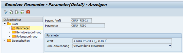Beispiel eines /AUDIC/SE_UPROP Profils zum individuellen Ersetzen von bestimmten Zeichen